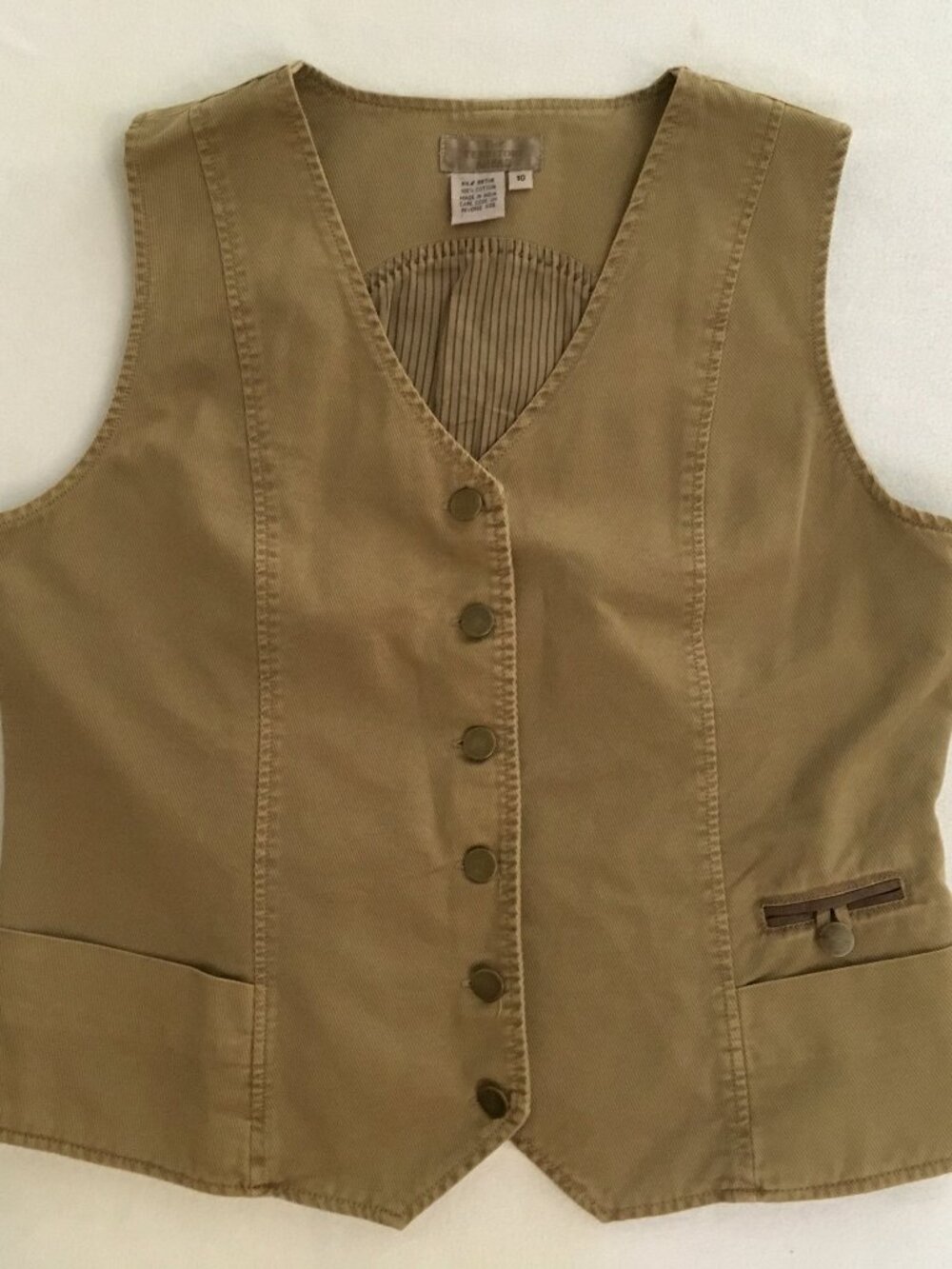The Territory Ahead Women's Tan Cotton Twill Button Front Utility Vest Size 10